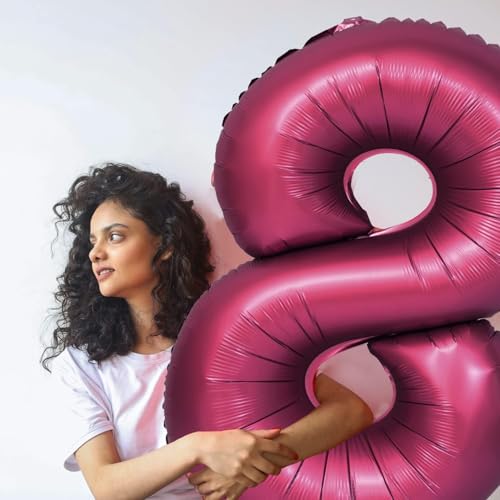Ballon chiffre 40 bordeaux géant de 101 cm pour décoration festive - 7