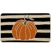 Artoid Mode Watercolor Stripes Pumpkin Decorative Doormat, Fall Seasonal Harvest Thanksgiving Vin...