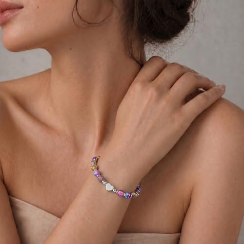 Image of Gifts for Women & Girl, Healing Natural Stone Beads Heart Bracelets with Quote Card, Back to School Valentines Mothers Day Graduation Christmas Birthday Gifts