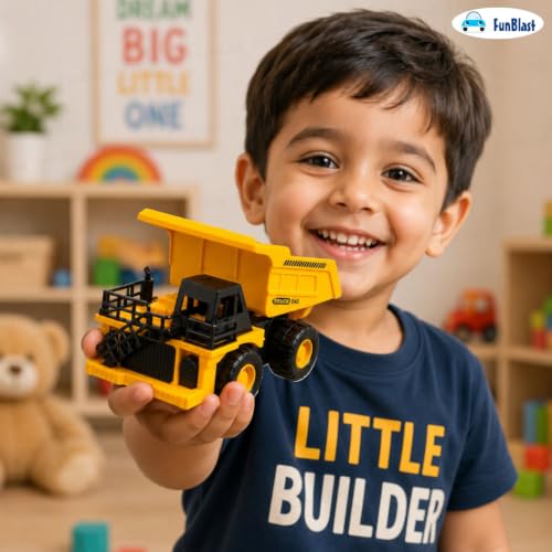 Image of FunBlast Pull Back Vehicles Construction Toy Truck, Die Cast Metal Dumper, Friction Power Toy Trucks for 3+ Years Old Boys, Kids and Girl