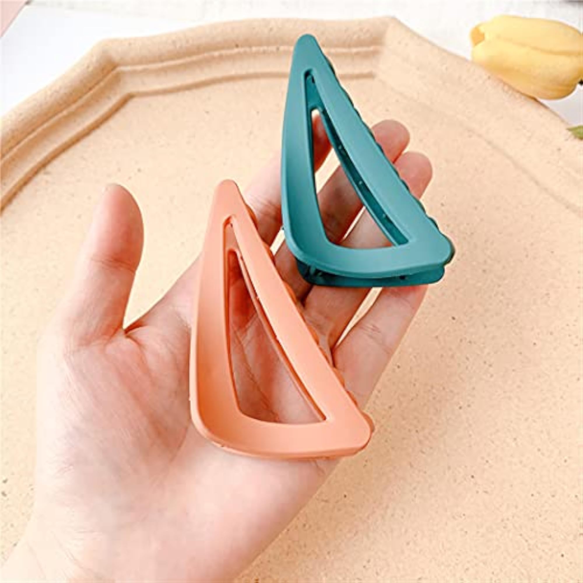 6pcs Solid Color Matte Triangle Hair Claw Clips, Strong Hold