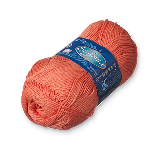 SINFONIA [100grs] by Omega - Elegant Fine 100% Mercerized Cotton Yarn for Knitting and Crafts - Color: 22 - Salmon 882