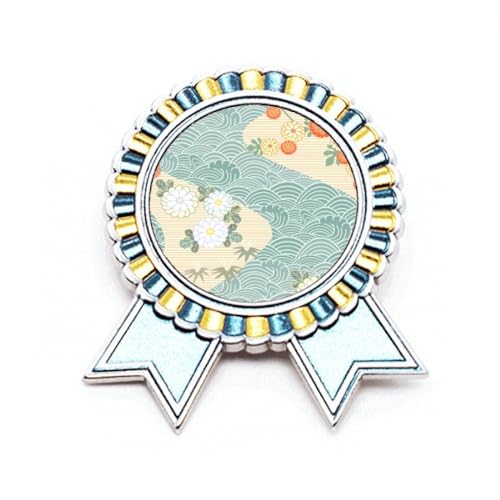 Broche fleurs vagues du Japon métal pour customiser un vêtement uni