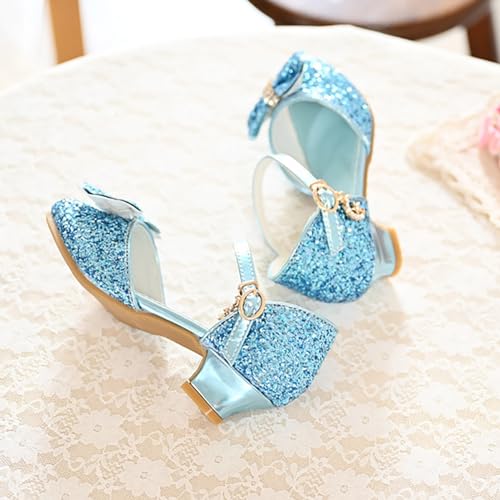Girls Rhinestone Bow Closed Toe Sequin PU Shoes High Heel Shoes Wedding Prom Party Girls Sandals Heels4