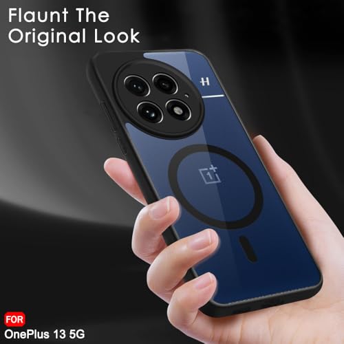 Image of TheGiftKart Hybrid Shockproof Back Cover Case for OnePlus 13 5G Compatible with MagSafe | Hard Back Cover for OnePlus 13 5G (PC & TPU, Transparent Clear Back, Black Sides)