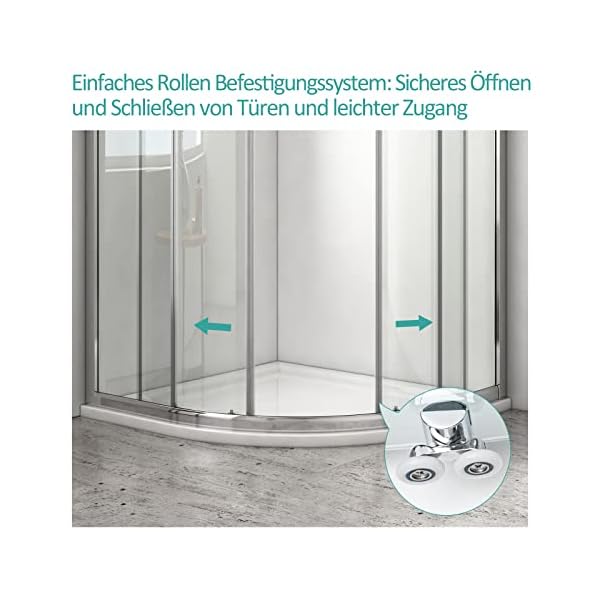 EMKE Viertelkreis Duschkabine 80x80 cm Runddusche Duschabtrennung Schiebetür Duschtrennwand Duschtür Eckeinstieg Duschkabinen Schwingtür Duschwand Rund Dusche 80 cm – Bild 6