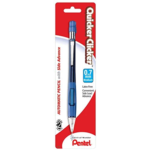 Pentel Quicker Clicker Automatic Pencil, 0.7mm, Transparent Barrel, Assorted Barrel Colors, Color May Vary, 1 Pack (PD347BP-K6)