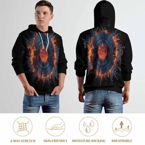 Sweat à capuche homme imprimé vinyles pull manches longues - 6