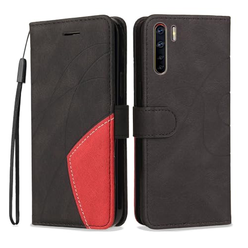 Compatible con OPPO A91 - Funda Delgada 2 Tonos con Cuero Suave Tacto y TPU, Ranuras para Tarjetas