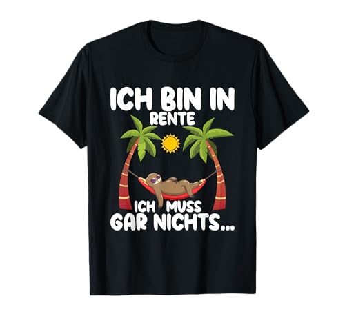 Lustige renten sprüche kleidung für rentner damen faultier t-shirt schwarz s eu 38/40