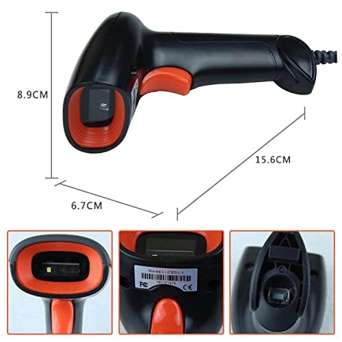 YANZEO Scanner de código de barras portátil sem fio USB DM QR Code Pos Laser 2D