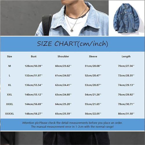 Jean Jacket Men Casual Vintage Long sleeve Button Down Denim Coat Slim Fit Cowboy Outerwear3