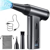 エアダスター 電動エアダスター ブロワー ブロアー超強力300000RPM高速回転 最大風速150m/s 無段階風量調整 6000mAh 215g 小型 USB Type-C充電式 3種類ノズル付き PC掃除/キーボード/家具/車内/エアコン/洗車用 収納ボックス 日本語取扱説明書付き image