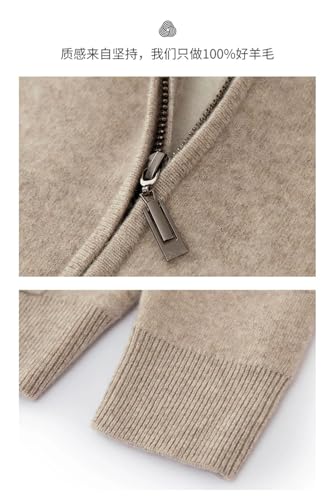 Men's Zipper Hat Striped Winter 100 Percent Merino Wool O Collar Sweater Warm Cardigan3