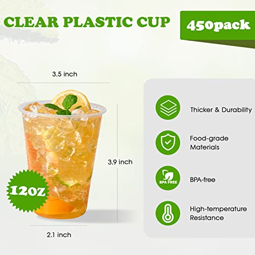 Lilymicky 450 Pack 12 oz Clear Plastic Cups, Cold Disposable Plastic Drinking Cups for Parties, Picnic, BBQ, Travel, and Events by Lilymicky - Image 2