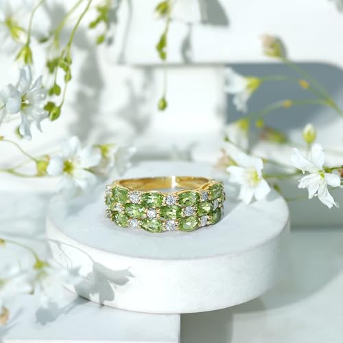 Certified Natural Peridot Wedding Band with Moissanite, Aaa Quality, Anniversary Ring for Women - Ready To Gift3