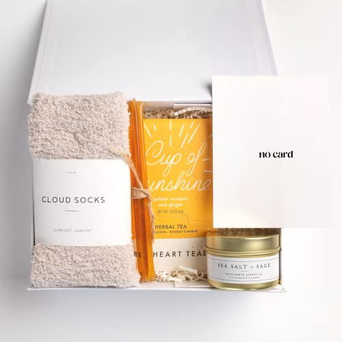 Unboxme Sunshine Gift Basket For Women - Tea Care Package I Feel Better Self Care Gifts With Herbal Tea, Honey, Candle & Fluffy Socks, Birthday, Sympathy & Get Well Soon Gift Box #TOP16