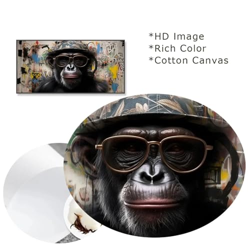 Affiche noire abstraite singe graffiti couleur décoration murale 60x120cm - 5