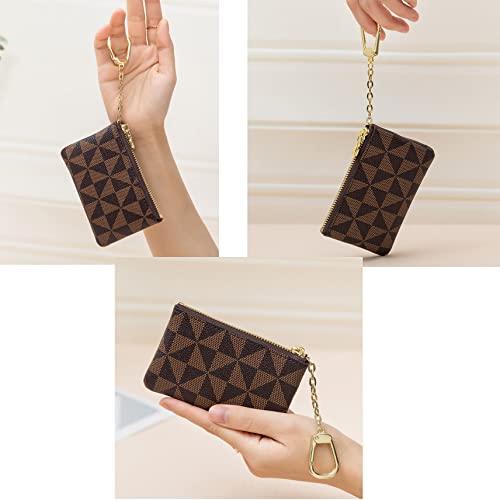 Miao Jin Geometric Pattern Wallet Cute Small Bag Coin Purse With Keychain Zipper Pu Leather Coin Purse Trinket Jewelry Bag Gift Bag #TOP4