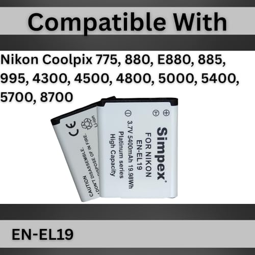 Image of SIMPEX EN-EL19 Lithium Ion Rechargable Camera Battery for Nikon Camera