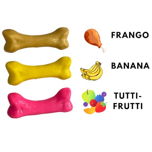 Osso Mastigável de Borracha Macia para Cachorro,Cães e Pets, Pequenos e Médios, Aromatizado com Fran