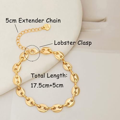 POTESSA 18K Gold Plated Link Chain Bracelet For Women Cubic Zirconia Dainty Everyday Bracelet, Ideal Gift for Women4
