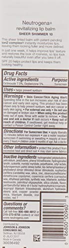 Neutrogena Revitalizing Lip Balm Spf 20, Sheer Shimmer 10,.15 Oz. (Pack Of 2) #TOP2