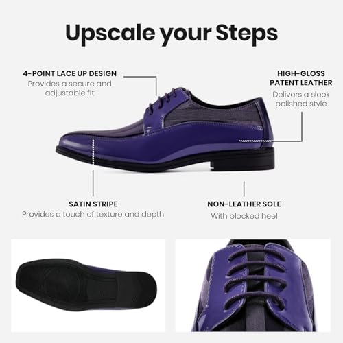 Image of Viotti 179, Casual Dress Oxford Shoes for Men, Satin Striped Lace-Ups, Men's Business Casual Leather & Satin Shoe, for All Formal Occasions