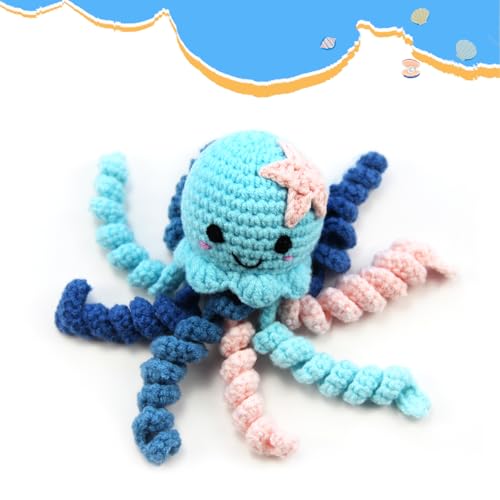 Image of Handmade Crochet Octopus for NICU Babies & Preemies, Scent Bonding Keepsake for Baby, NICU Separation Gift, Soft Comfort Gift for Newborn (Blue)