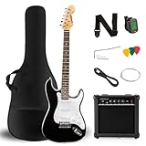 UZOCHI 39 Inch Full Size Electric Guitar Beginner Starter Kit w/All Accessories, 10W Amp, Digital Tuner, Picks, Tremolo Bar, Strings, Bag, Strap, Cable - Black
