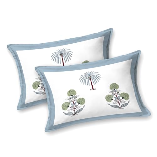 Image of BLOCKS OF INDIA Hand Block Printed 200 TC Cotton King Size Bedsheet (Open Grey Motifs)