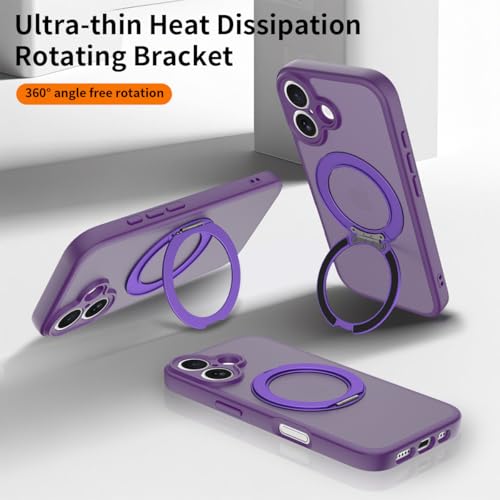 Image of Magnetic Case for iPhone 17 with Magnetic Ring Stand, [Compatible with Magsafe] [Military Grade Drop Protection] Shockproof Phone Cover for iPhone 17 Full Camera Protection 6.3 inch Purple