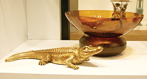 Howard Elliot Antiqued Gold Crocodile Sculpture, Smoky Pewter #TOP1