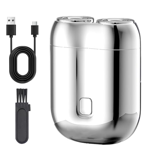 Rasoio Elettrico, Elettrico Portatile Uomo, Tascabile Wet Dry per Uomo, Ricaricabile USB, Mini Doppia Testina, Rasoio da Viaggio per Casa Auto Viaggi, Regali di Vacanza