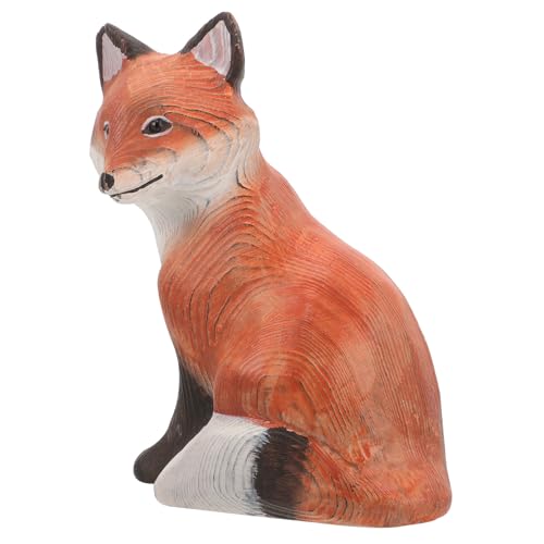 ERINGOGO Handcrafted Small Wooden Fox Statue Nordic Style Fox Shaped Figurine Home Decor Ornament Desktop Sculpture Collectible Animal Adorn for Office and Living Room