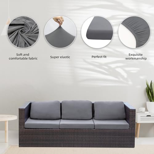 Image of BIETYONE 8Pcs Stretch Patio Cushion Covers,Outdoor Couch Covers Replacement,Outdoor Couch & Sofa Slipcovers,for Patio Furniture Cushion Covers,Washable Reusable Furniture Protector (Gray, Cover Only)