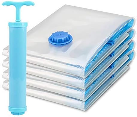 HEET Space saver bags | vacuum bags for storage | packing bags for clothes | blanket bag | Storage Ziplock Bags with pump for Travel, 2 bag. 50cm x60 cm, 2 bag. 60cm X 80cm(4 bag)