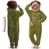 xfcyzlgl Goofy aldult Onesie Pajamas - Big Mouth Monster Onesie, Coral Fleece Couple Loungewear, Pajama Party & Cozy Sleepwear Gift (US, Alpha, Medium, Regular, Regular, Green)