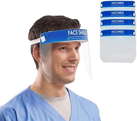 Face Shield Transparent Protective Mask, Safety Face Protective Visor, Lightweight Plastic with Elastic Band Anti-Saliva, Eye Protection (4PCS)