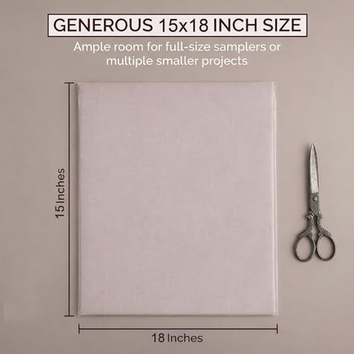Image of Essentials By Leisure Arts Aida Cloth 18 Count, 15 inchx18 inch, Taupe Cotton Cross Stitch Fabric, 12 pc, Even-Weave Mesh for Embroidery, Needlepoint & Needlework Projects