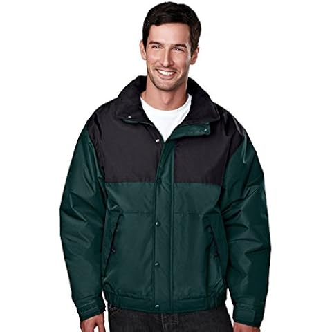 Tri Mountain Men's Colorblock nylon jacket with fleece lining, FOREST GREEN / BLACK, 6XLT Cover