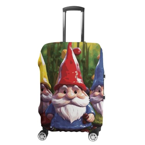 Colorful Gnomes Luggage Cover, Washable Elastic Suitcase Cover Protector Fit 18-32 Inch Luggage