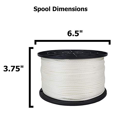 1/8 Inch White Dacron Polyester Rope - 500 Foot Spool | Solid Braid - Industrial Grade - High Uv And Abrasion Resistance - Low Stretch #TOP3