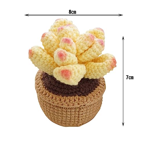 Car Dashboard Ornament Cute Green Plant Cactus Small Crochet Potted Spring Office Cab Small Gadget Decoration Interior Knitted Succulents Interior Desk Decor (Green)