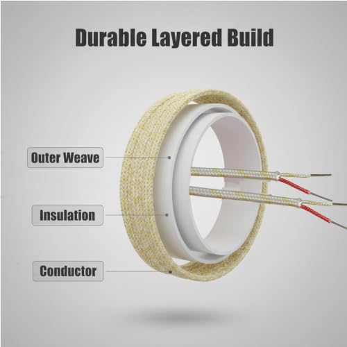 Image of Professional-Grade Type K Thermocouple Wire, AWG 24, Fiberglass Insulated, 700C High-Temperature Resistant, 4.9-Yard (4.6m)
