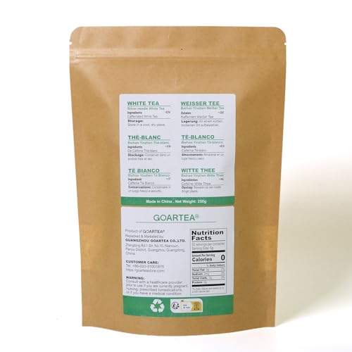 GOARTEA 250g (8.8 Oz) Premium Chinese Bai Hao Yin Zhen BaiHaoYinZhen Silver Needle Weißer Tee White Loose Tea