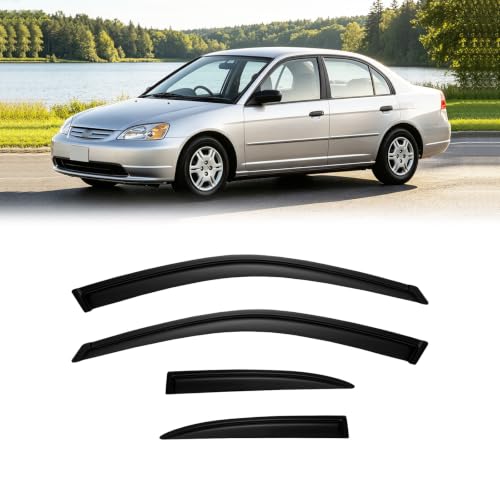 Image of Rain Guards Window Visor for Honda Civic 2001-2005 4-Door Sedan Out-Channel