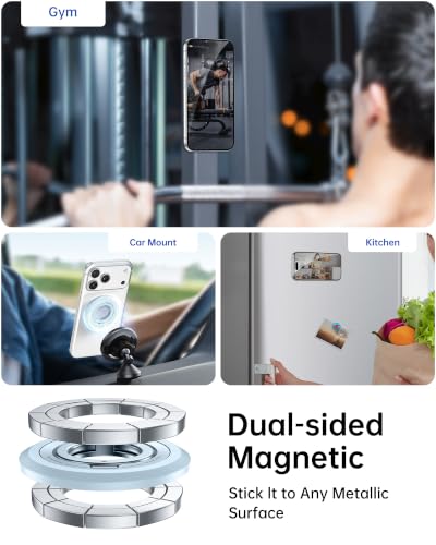 Image of SYNCWIRE Magnetic Phone Ring Holder, for MagSafe Phone Grip Stand Kickstand | 360 Rotation, Double-Sided Magnet, Cell Phone Grip Finger Holder, for iPhone 17 16 15 14 13 12 Pro Max, MagSafe Accessories