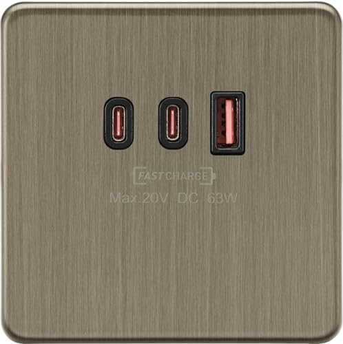 Plaque USB Knightsbridge laiton antique pour charger votre ordinateur