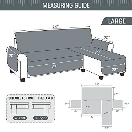 Image of TAOCOCO Couch Slipcover L Shape Sofa Cover Sectional Couch Chaise Lounge Cover Reversible Sofa Cover Furniture Protector Cover for Home Decor (Dark Grey, Large) ,Microfiber